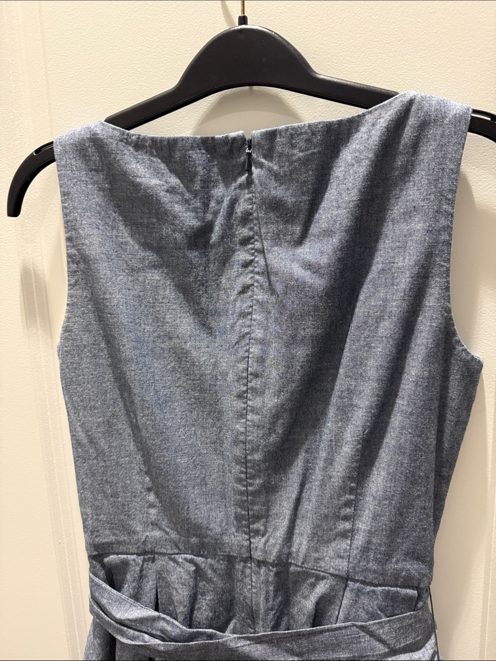 L.L. Bean Blue Cotton Chambray Belted Midi Dress - Picture 7 of 8